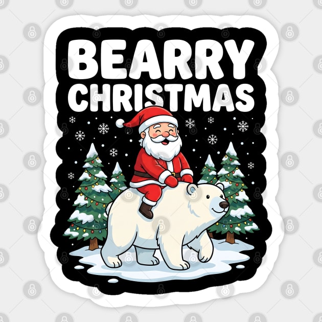 Bearry Christmas - Santa Riding a Polar Bear Sticker by Creatifly Graphic Tees